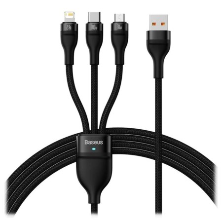 Cable 3 in 1 Baseus, Microusb+Type -C+Lightning - USB, 100 W, 1.2 m, black-1