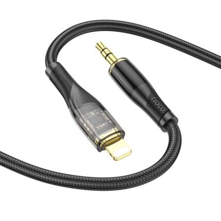 Hoco UPA25, Jack 3.5 mm (M) cable - Lightning, transparent, black-2