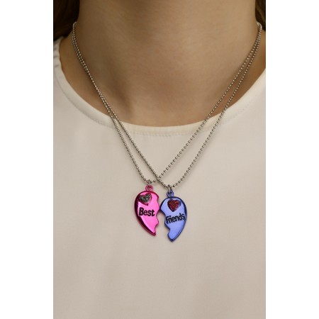 Kulons "Demetrons" Bright hearts, the color is pink blue in silver, 45 cm-1