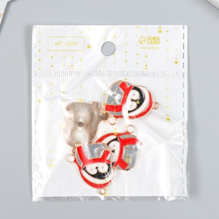 Decor for creativity metal, enamel "Penguin in the cap and scarf" Gold 2.4x2.8 cm-3