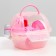 Carrier carrier carrier with a house, shelf, drinker, 29x23x23 cm, pink