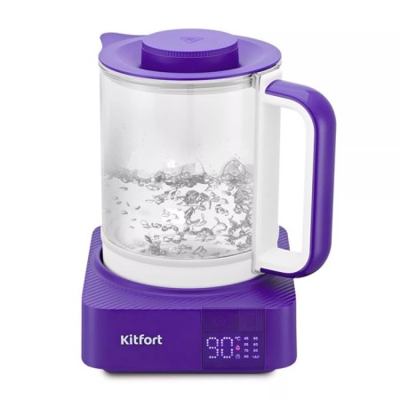 Electric ketter KitFort KT-6191, glass, 1.3 l, 800 watts, white-violet