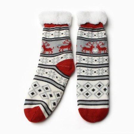 Women's socks with fur, beige color, size 36-40