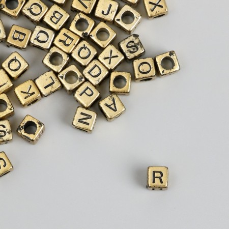 Beads for creativity plastic "English letters on a cube" gold set 20 grams 0.6x0.6x0.6 cm 96086-1