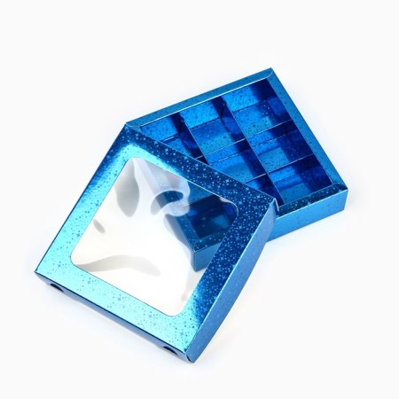 Box for sweets "Blue stars", 14.7 x 14.7 x 3.5 cm-3