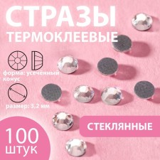 Rhinestones “circle”, glass, d = 3.2 mm, 100 pcs, silver color