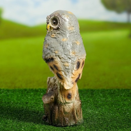 Garden figure "Owl on the stump" gray, 28cm-1