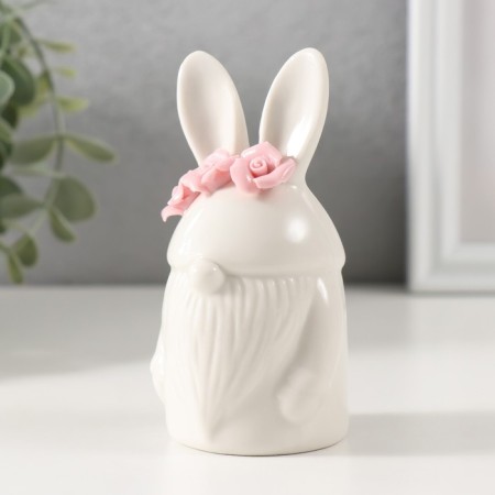 Souvenir Ceramics "Dwarf White with roses on a hat" 5.5x5.2x10.3 cm-3
