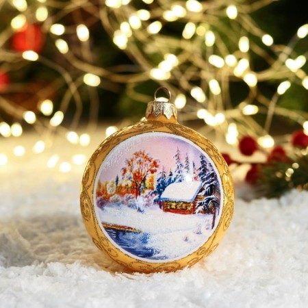 New Year's ball "landscape" 8 cm, mix