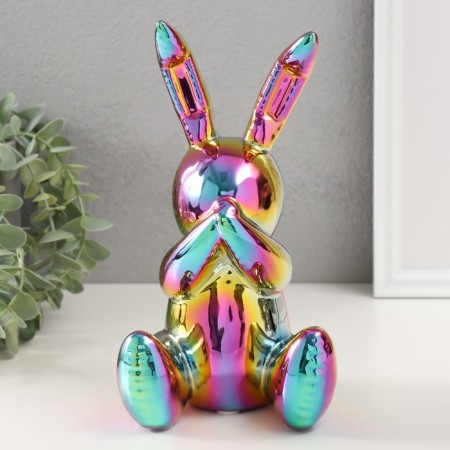 Souvenir Ceramics "Bunny hid the nose" Green chameleon 11x12x22 cm