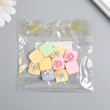 Decor for creativity plastic "Flower in a square" set 10 pcs mix-2