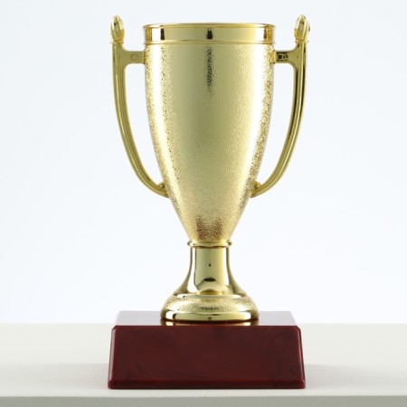 Cup 056, award figure, gold, plastic stand, 12 x 6.3 x 6.3 cm.-1