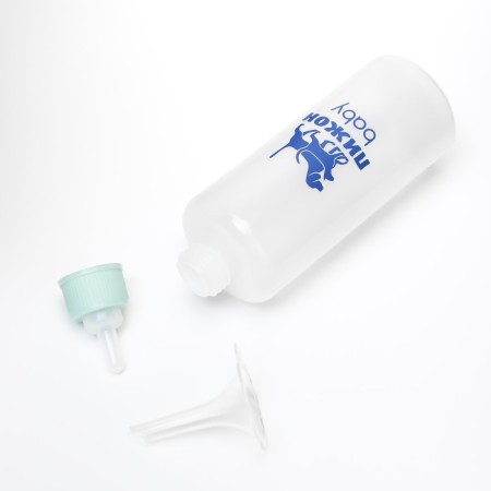 A bottle for feeding with a measured scale, 100 ml (nipple+funnel), blue-3