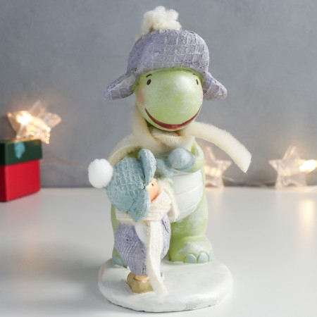 Polystone souvenir "Baby and dinosaurus in hats" 15x8.5x16 cm-1