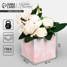 Gift box for flowers with PVC lid, packaging, 