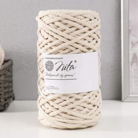 Knitting cord 100% polyester, width 5 mm 100m (ivori)-1