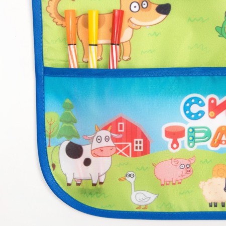 Apron with sleevens Blue Tractor "Merry Farm", 49x39 cm-4