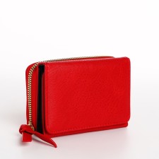 Women's wallet on the button, red color