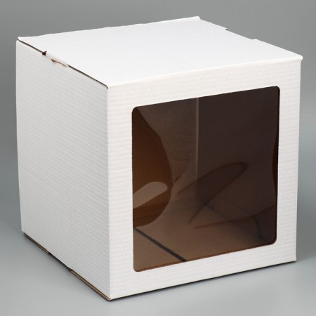 Box for a cake with a window, confectionery packaging "White" 29 x 29 x 30 cm-1