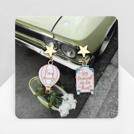 Emall earrings "Journey" Blood ball, pink color in gold
