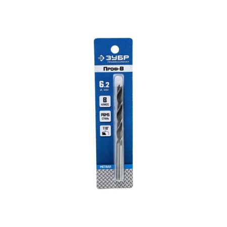 Zubble metal drill, steel p6M5, cylindrical shank, 6.5 x 101 mm, class in-1