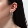 Hanging earrings with rhinestones "Firebird" with drops on a chain, white color in silver, 7 cm