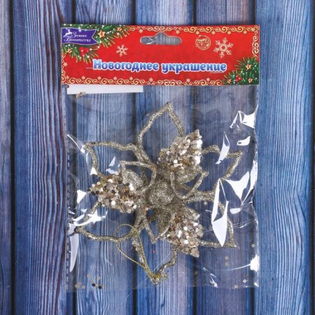 Christmas tree decoration "Shining glaze - flower" 12.5x12.5 cm, gold-1