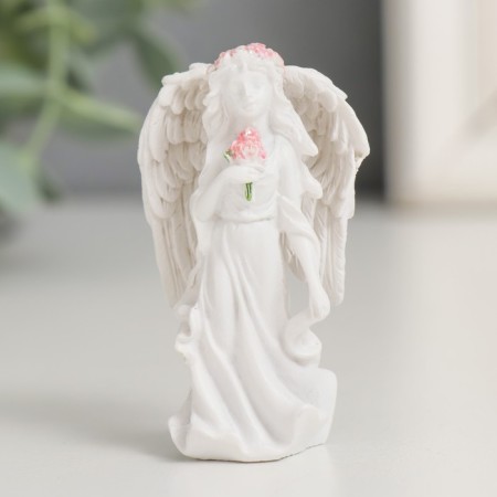 Souvenir Polystone "Angel -girl in a pink wreath - Gratitude" MIX 3.8x6x3 cm-3