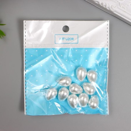 Beads for creativity (ending) plastic "Pearl Purchald drop" set 10 pcs, 1.3x0.8x0.8 cm-3