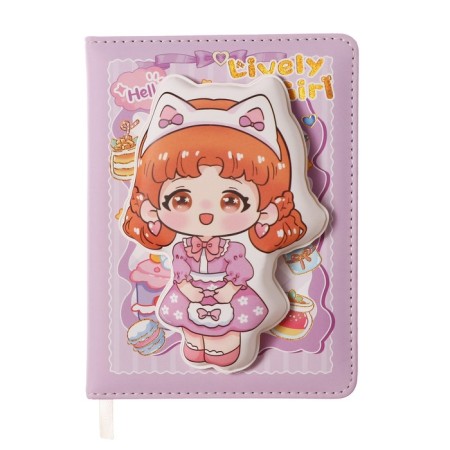 Gift notebook, A6+, 100 sheets, color block, PVC cover, "Anime", mix-4
