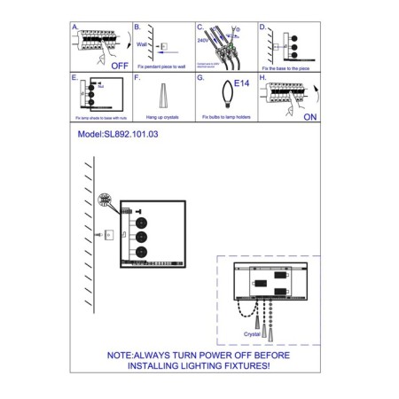 Sconces st. SL892.101.03. Representa. 3x40 watts, E14, 35x37.5 cm, chromium color-1
