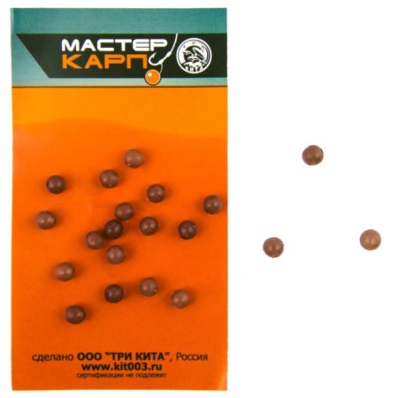 Bead, package, silicone, d = 6 mm, 20 pcs, brown color