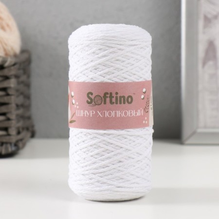 Knitting cord without core 70% cotton, 30% polyester 1mm 200m/60 ± 10g (01-white)-3