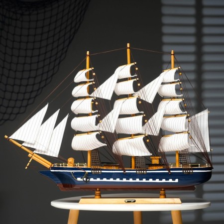 Souvenir ship large "Orpheus", sides blue, white sails, 11 × 80 × 71 cm-11