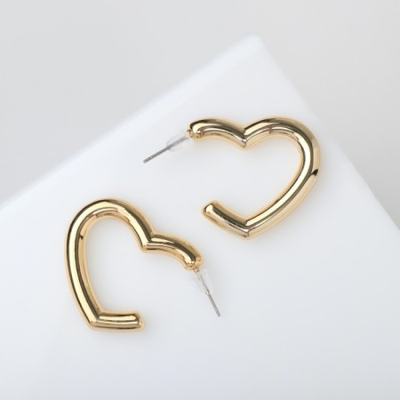 Earrings Plastic "Heart" Dungeon, Color Gold-1