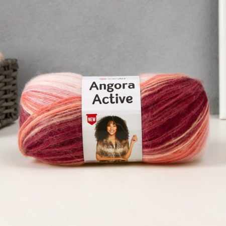 Yarn "Angora Active" 20% wool, 80% acrylic 500m/100g (846 Persik-Roz-Bordo)