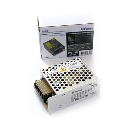 Electronic transformer for 12 W LED tape, Feron, LB002, 2.5A, 30 W-2