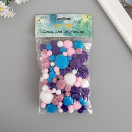 Decor for creativity "Pomponchiki. Starry sky" d = 1-3 cm set of 135 pcs-2