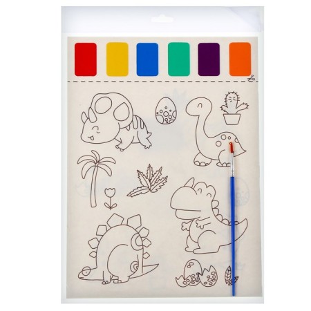 Coloring "dinosaurics", 2 sheets, 6 colors of paint, brush-3