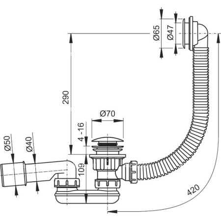 Siphon for shower trash alcaplast a503km-1
