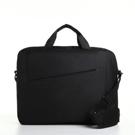 Laptop bag with a zipper, outer pocket, black color-1
