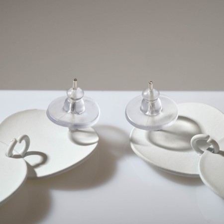 Earrings Metal "Azelia" circles, trio, white color-2
