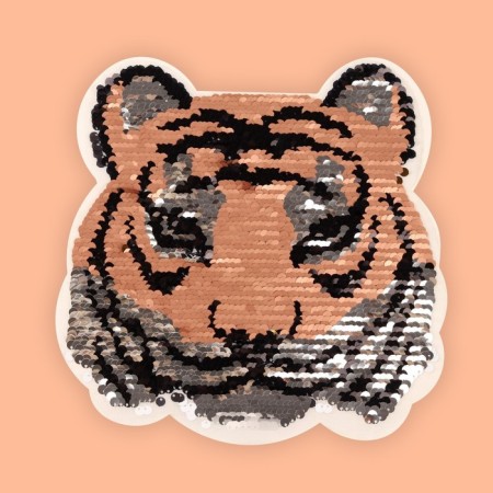 Thermal appliance is bilateral “tiger”, with sequins, 22 × 22.5 cm, gold/pink color-3