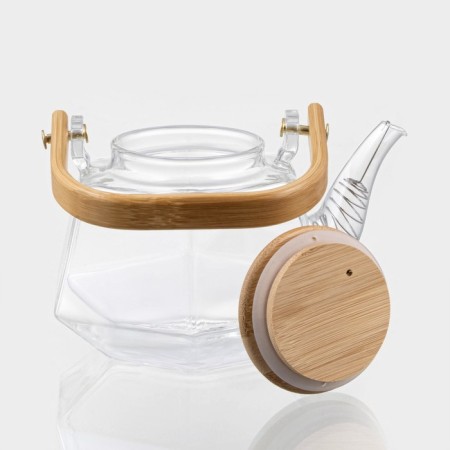 Glass teapot with a bamboo lid and a metal filter Bellatenero Octan, 800 ml-4