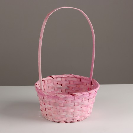 Wicker basket, d20x10xh33cm, pink, bamboo