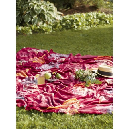 Gingko plaid, size 150x200 cm, flowers, burgundy-1