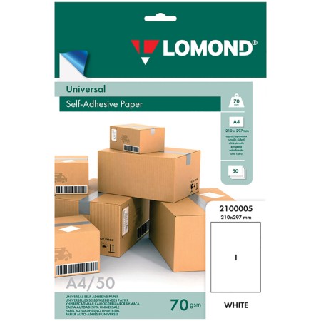 A4 lomond self -adhesive paper, white, weekly, 50 sheets (2100005)