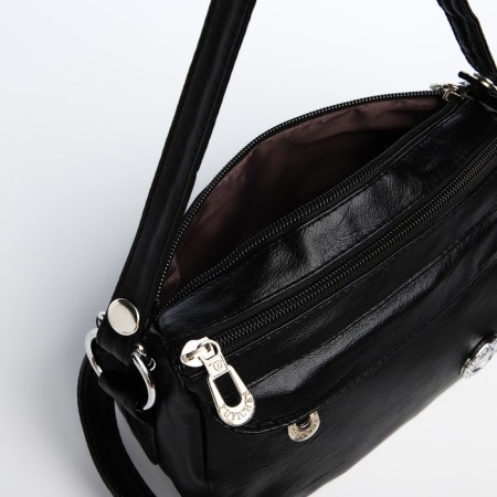 Bag Cross-Bodi with a zipper, black color-4