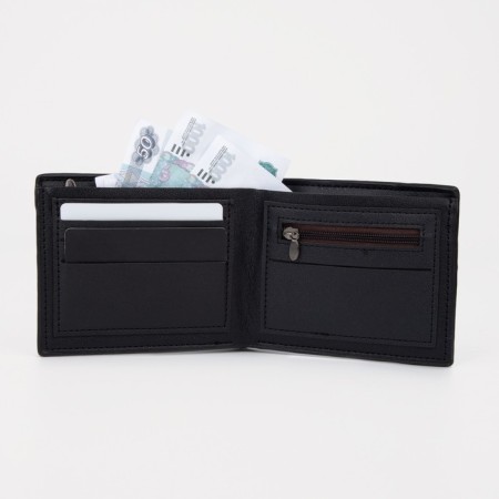 Male purse for TEXTURA cards, bills, coins, black color-4