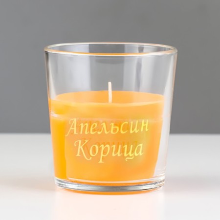 A candle in a glass aromatic "orange and cinnamon", 6.5x8 cm, orange-2